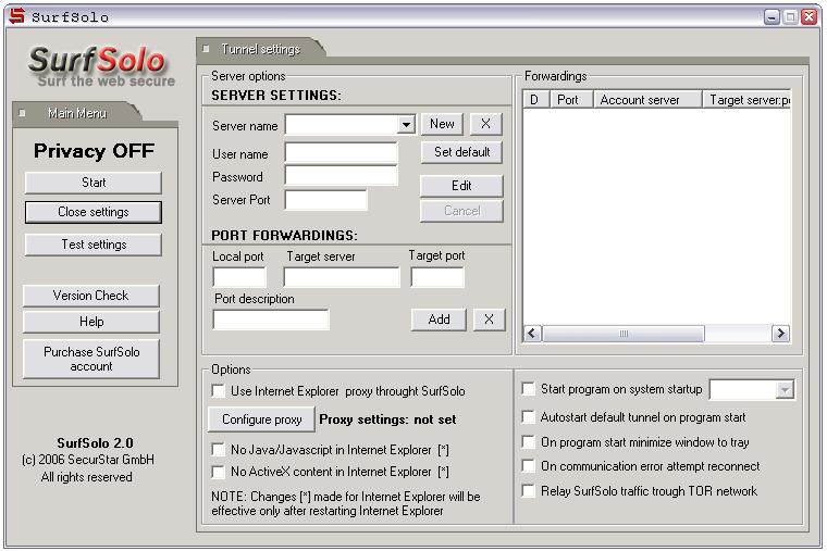 Software which creates an encrypted tunnel between your computer and our server